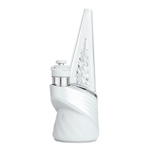 A Puffco Peak Pro 3DXL electric dab rig in the Pearl colorway sits against a white background, one of our best dab rigs of 2025